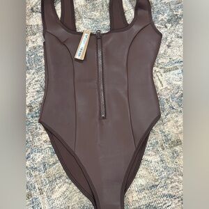 SKIMS Chocolate Brown Swimwear with Zipper